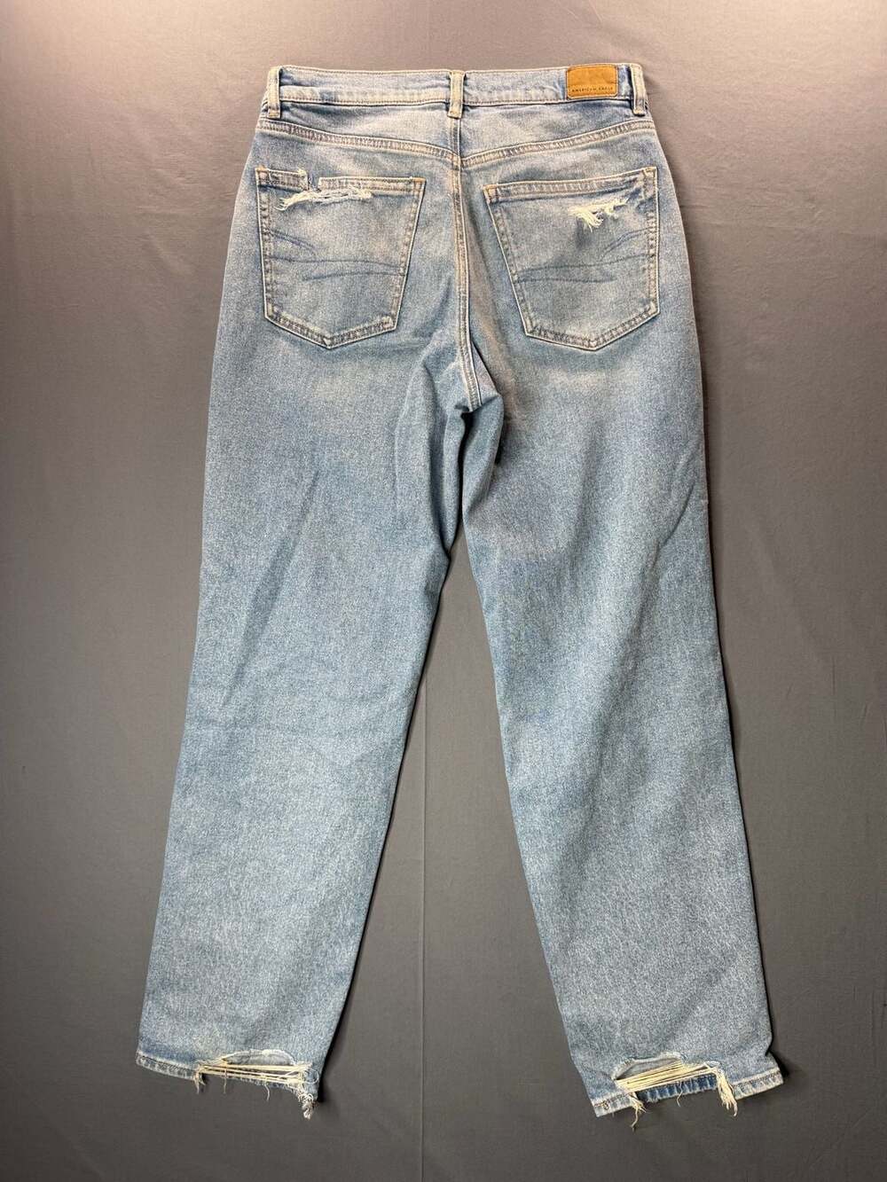 American Eagle Super High Rise Baggy Straight Denim distressed jeans Women’s 6 - Picture 2 of 8